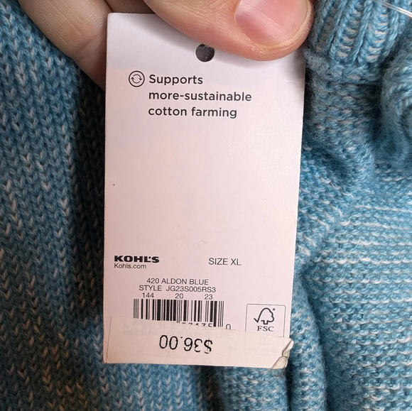 NWT SO Sonoma Drop Arm Teal Knit Oversized Comfy Sweater Women XL - Picture 5 of 9